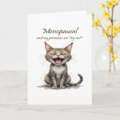 Menopause Humor Stressed Angry Cat Kaart (Gele Bloem)
