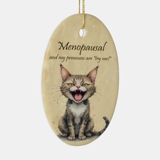 Menopause Humor Stressed Angry Cat Keramisch Ornament (Rechts)