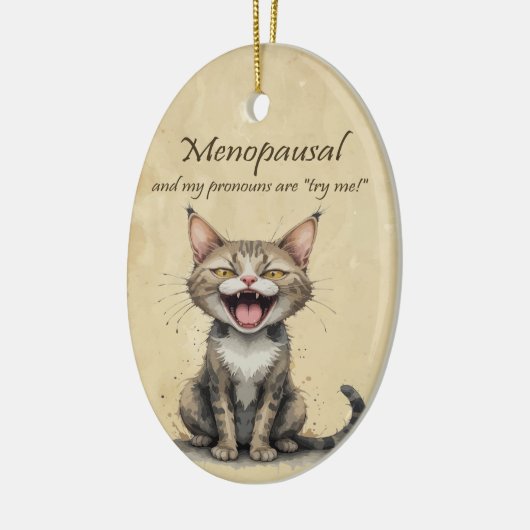 Menopause Humor Stressed Angry Cat Keramisch Ornament (Links)