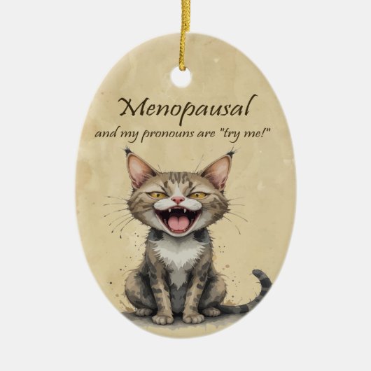 Menopause Humor Stressed Angry Cat Keramisch Ornament (Voorkant)