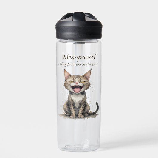 Menopause Humor Stressed Angry Cat Waterfles (Voorkant)