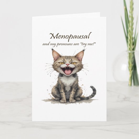 Menopauze Humor Gestresseerde Boze Kat Kaart (Voorkant)