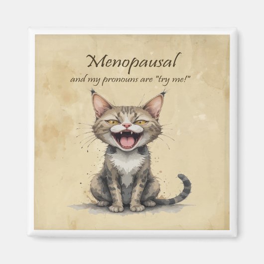 Menopauze Humor Gestrest Boze Kat Magneet (Voorkant)