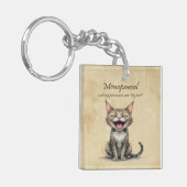 Menopauze Humor Gestrest Boze Kat Sleutelhanger (Voorkant Links)