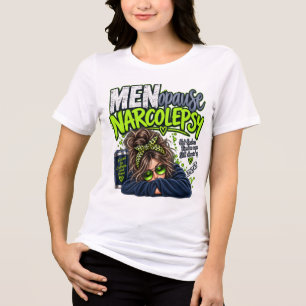 Menopauze Narcolepsie in groen T-shirt