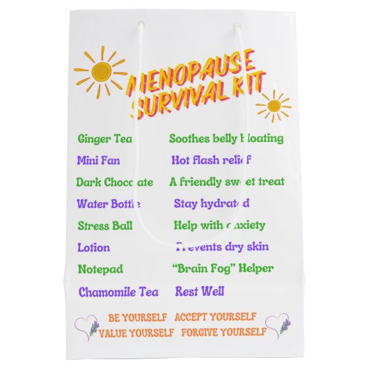 Menopauze overlevingskit zak medium cadeauzakje (Achterkant)
