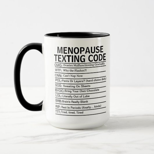 Menopauze Sms Code, grappig Perimenopauze cadeau Mok (Links)