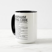 Menopauze Sms Code, grappig Perimenopauze cadeau Mok (Voorkant links)
