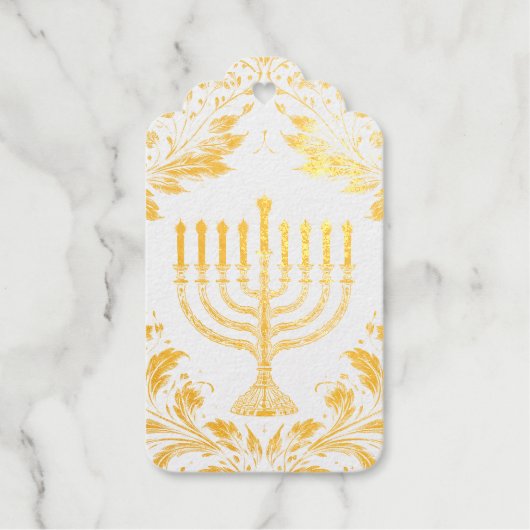 Menora ingewikkeld in William Morris-stijl Cadeaulabels (Voorkant)