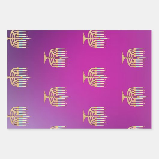 Menora op gradiënt inpakpapier vel (Voorkant 2)