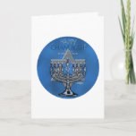 Menora & Star of David - Happy Chanukah card Feestdagen Kaart<br><div class="desc">The lighting of the candelabra, known as the Hanukiyah or the Menorah, is one of the traditions and practices surrounding the celebration of Hanukkah. Jewish symboliseert celebrate the Hanukkah season in this design, with the words "Happy Chanukah" - "Festival of Lights". The blue Star of David refers to the Six...</div>