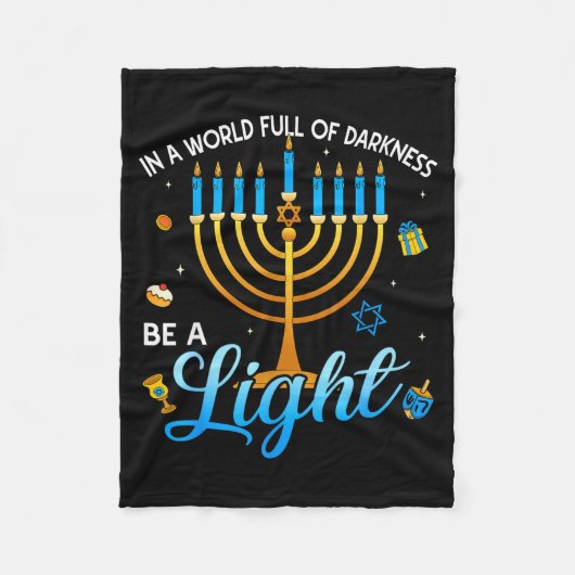 Menorah Be A Light Happy Hanukkah Shirts For Men W Fleece Deken (Voorkant)