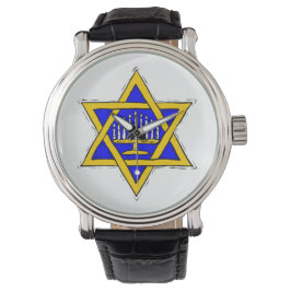 Menorah Binnen de ster van David Horloge
