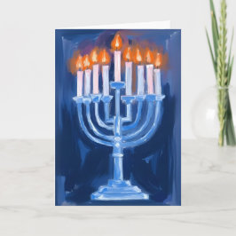 Menorah Blauwe Hanukkah Feestdagen Kaart