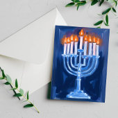 Menorah Blauwe Hanukkah Feestdagenkaart