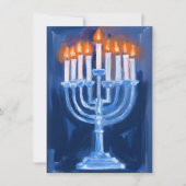 Menorah Blauwe Hanukkah Feestdagenkaart (Voorkant)