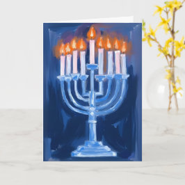 Menorah Blauwe Hanukkah Kaart