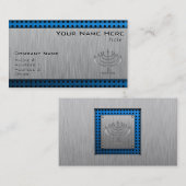 Menorah; blik van geborsteld metaal visitekaartje (Voorkant / Achterkant)