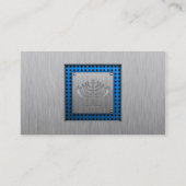 Menorah; blik van geborsteld metaal visitekaartje (Achterkant)