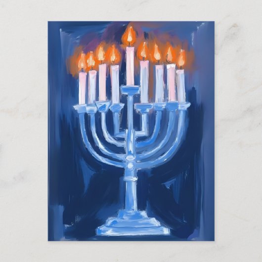 Menorah Blue Hanukkah Feestdagenkaart (Voorkant)