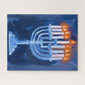 Menorah Blue Hanukkah Painting Holiday Legpuzzel (Horizontaal)