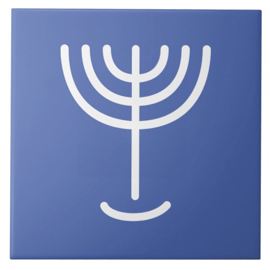 Menorah Blue White Tegeltje (Voorkant)