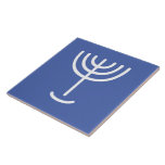 Menorah Blue White Tegeltje<br><div class="desc">Menorah Paleo Hebrew lettering. Personalize by adding your own name. To make this your own design 'Click to Customize Further' ... of 'Transfer this design' to print the same design onto a different product. Where does the Menorah als from? It comes from the Bible, in the book of Exodus, chapter...</div>