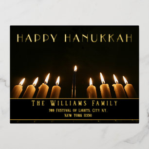 Menorah Candle Happy Hanukkah Folie Feestdagen Briefkaart