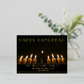 Menorah Candle Happy Hanukkah Folie Feestdagen Briefkaart (Staand Voorkant)