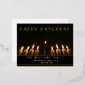 Menorah Candle Happy Hanukkah Folie Feestdagen Briefkaart (Voorkant / Achterkant)