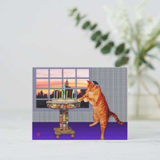Menorah Cat Briefkaart (Staand voorkant)