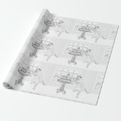 Menorah Cat Coloring Gift Wrap Cadeaupapier (Uitgerold)