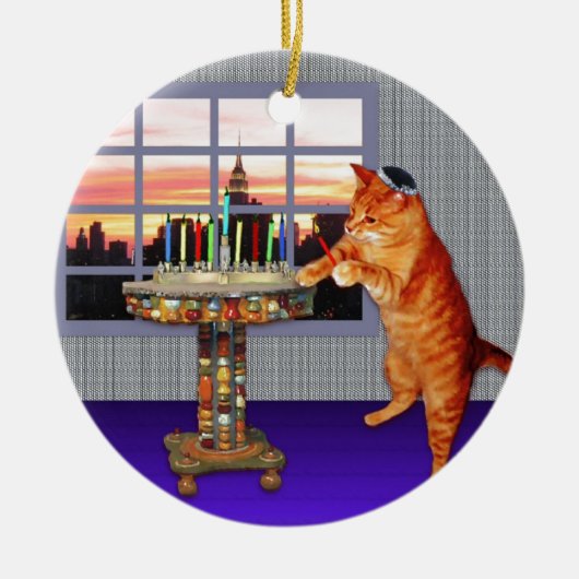 menorah cat.jpg keramisch ornament (Voorkant)