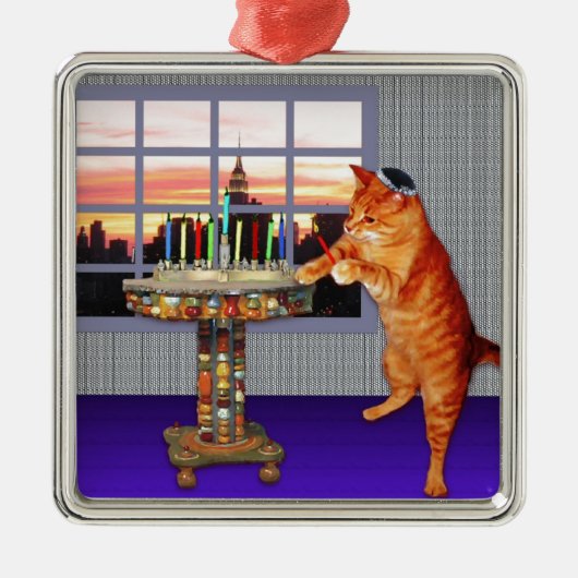 menorah cat.jpg metalen ornament (Voorkant)