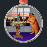 menorah cat.jpg metalen ornament<br><div class="desc">Niet alleen voor Chanukah nog meer - deze  gember licht de kaarsen aan,  want er is hier een geweldig wonder gebeurd!</div>