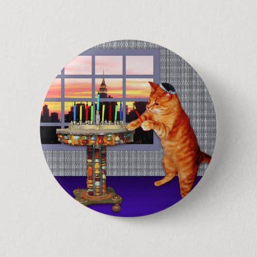 Menorah Cat Ronde Button 5,7 Cm (Voorkant)