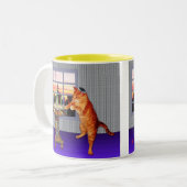Menorah Cat Tweekleurige Koffiemok (Voorkant links)