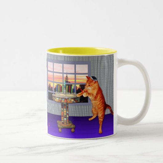 Menorah Cat Tweekleurige Koffiemok (Rechts)