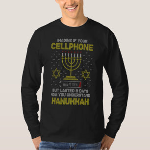 Menorah Cellphone Hanukkah Jewish Ugly Kerstmis T-shirt