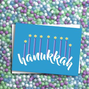 Menorah Chanoeka Kaarsen Ster van David Blue Feestdagen Kaart