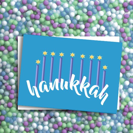 Menorah Chanoeka Kaarsen Ster van David Blue Feestdagen Kaart