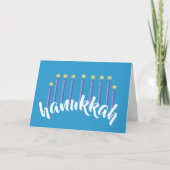 Menorah Chanoeka Kaarsen Ster van David Blue Feestdagen Kaart (Voorkant)