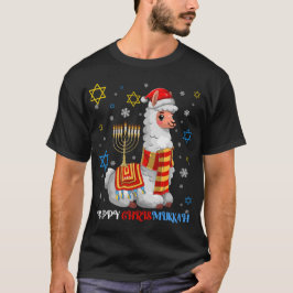 Menorah Chrismukkah Llama Alpaca Hanukkah Xmas T-shirt