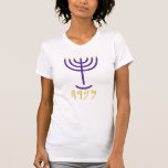 Menorah Dames Top Paars Gold<br><div class="desc">Menorah Dames top Paarse Gold Menorah Paleo Hebrew letters - Menorah: Mem, Nun, Resh, Hey Mem - Chaos Mighty Blood Nun - Continue Heir Son Resh - First Top Beginning Hey - Kijk Rekala Breath H (Strong) מְ מְ נ וֹ menôrâh ה mannen - rauw', mannen-o-rauw' Feminine van H4500 (in...</div>