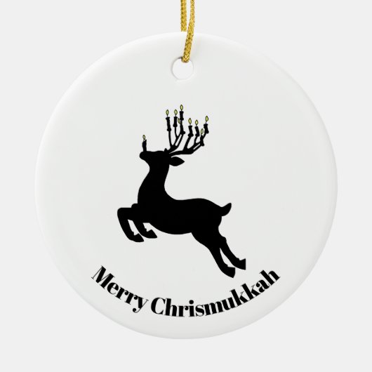 Menorah Deer Silhouette Chrismukkah Ornament (Voorkant)
