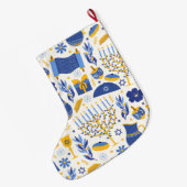 Menorah & Dreidel Blue Chanoeka kous Grote Kerstsok (Achterkant (Hangend))