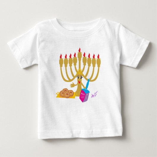 Menorah & Dreidel Peuter Lange Mouwen Flowy Shirt (Voorkant)