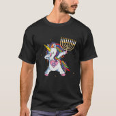 Menorah Eenhoorn Jewnicorn Chanoeka Pyjama T-shirt (Voorkant)