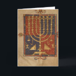 Menorah en andere schepen van de tempel feestdagen kaart<br><div class="desc">De Spaanse School voegt Mej. 15250 f.3v toe Menorah en andere schepen van de tempel, van de "Hertog van de Spaanse die Bijbel van Sussex", Catalonië bij de Britse Bibliotheek, Londen, het UK wordt gevestigd. Add Mej. 15250 f.3v Menorah en andere schepen van de tempel, van de "Hertog van de...</div>