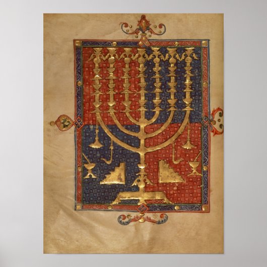 Menorah en andere vaartuigen van de tempel poster (Voorkant)